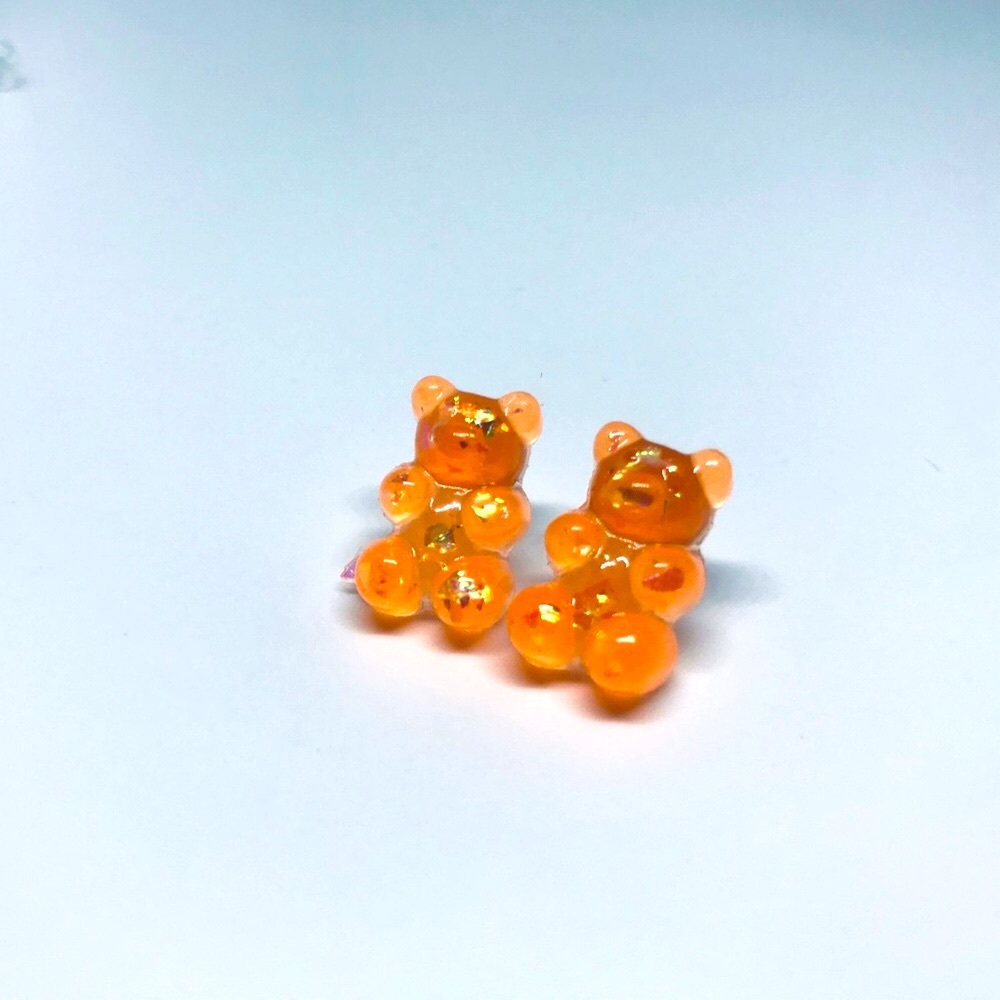 Gummy Bear Pearlized Orange Stud Earrings